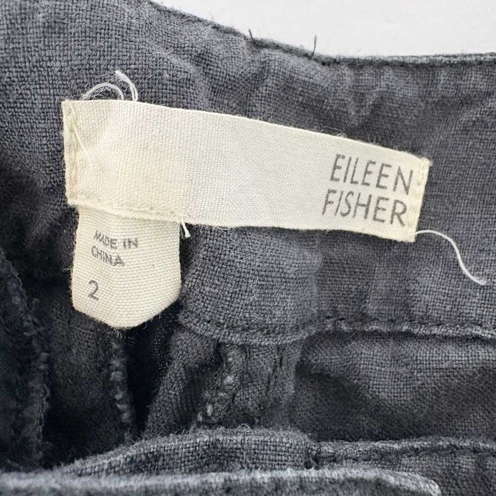 Eileen Fisher Women's 2 Dark Gray‎ 100% Organic Linen Chino Cargo Capri Pants - Picture 4 of 6